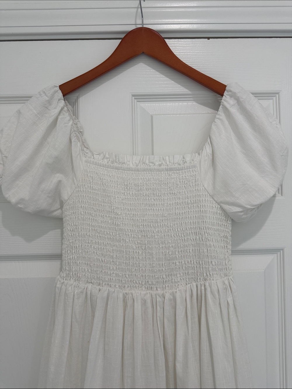 Rachel Zoe Smocked White Cotton Tiered Embroidered Boho Peasant Dress 6 - Picture 7 of 16